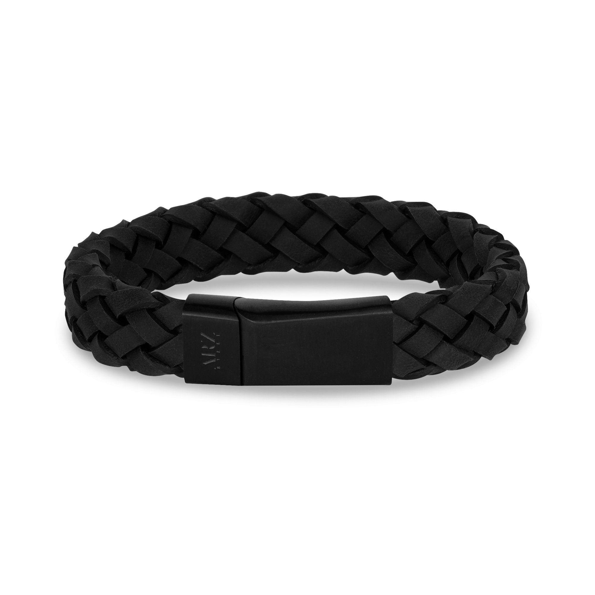 Premium 12mm Matte Black Leather Bracelet for Men