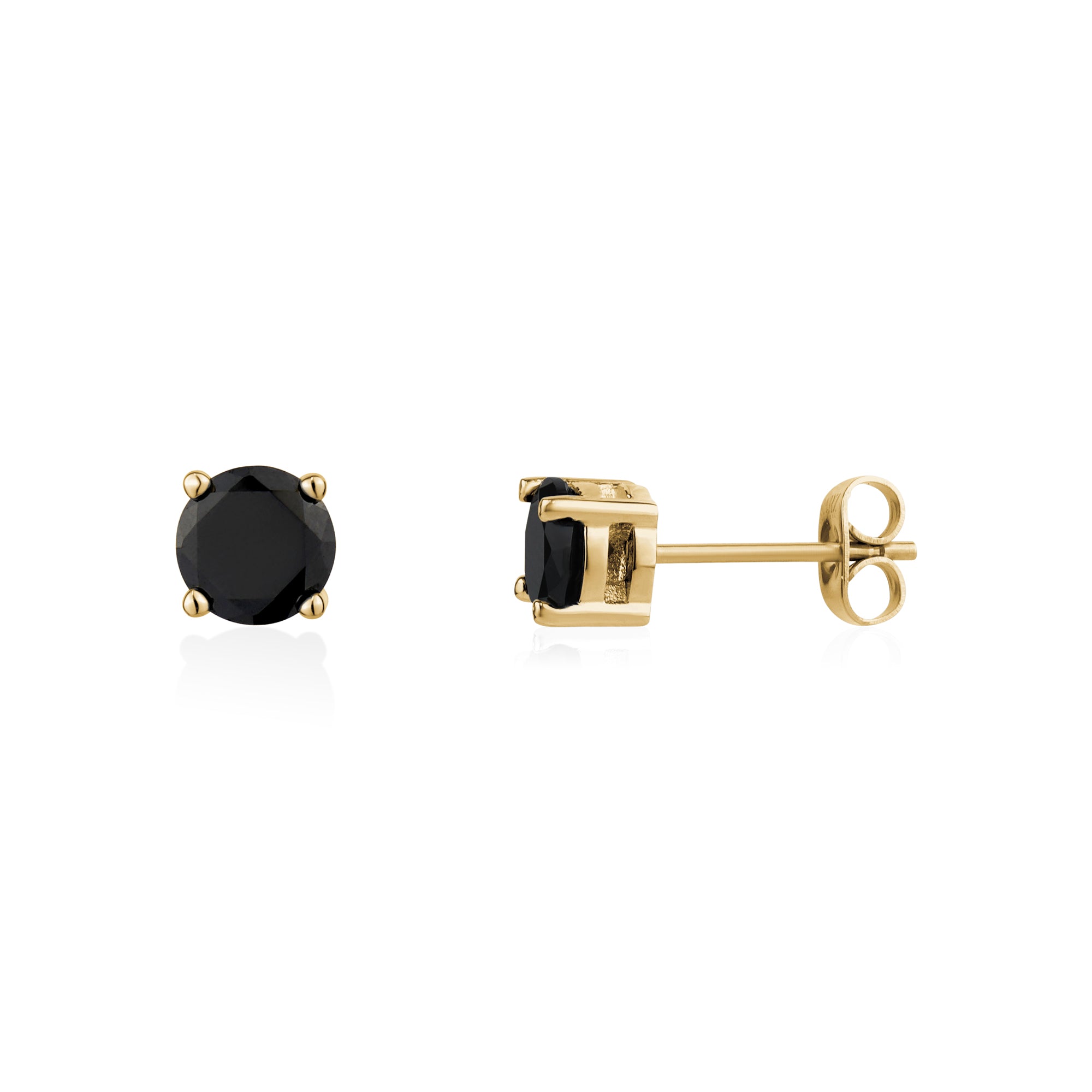 Premium Black Stone Stud Earrings | 6.5MM CZ Stones