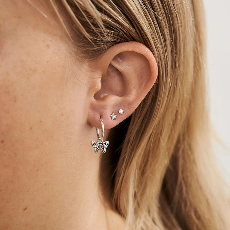 Premium Butterfly Hoops - Sterling Silver Elegance