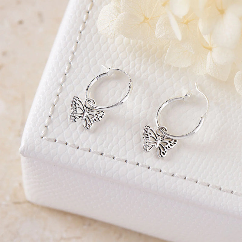 Premium Butterfly Hoops - Sterling Silver Elegance