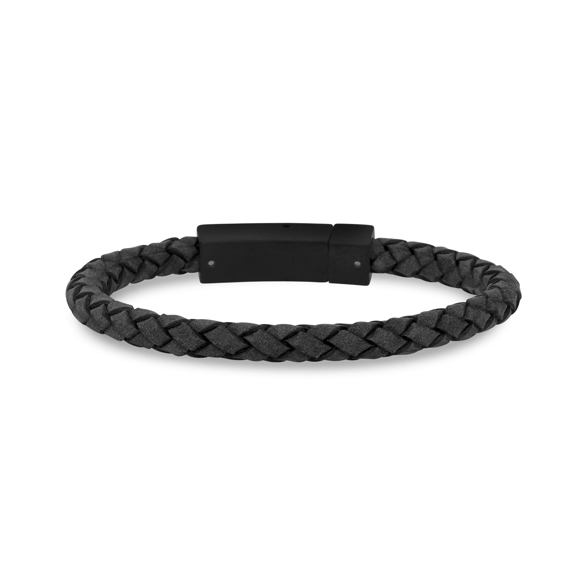 Premium Gray Leather Braided Bracelet | 6MM | Customizable Engraving