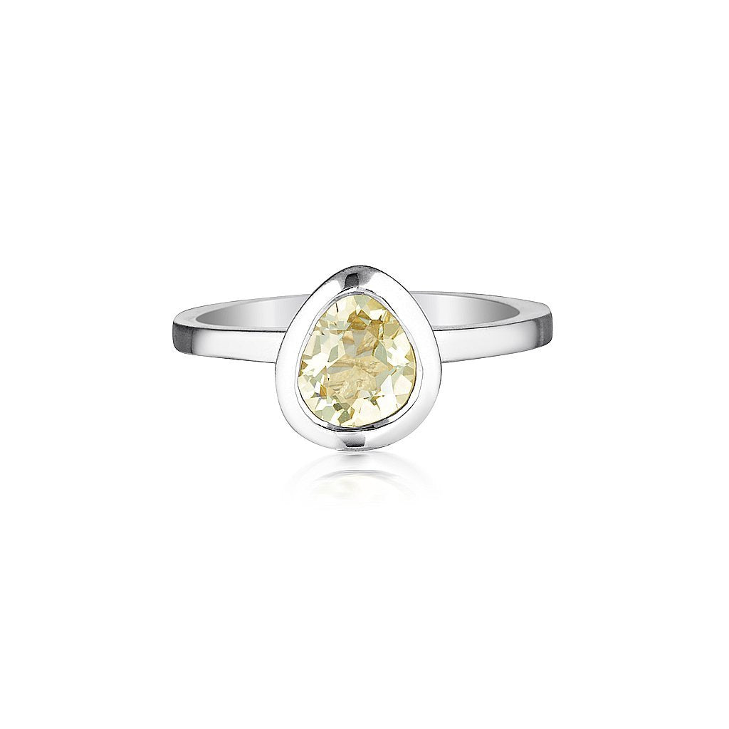 Premium Lemon Quartz Celebration Stacker Ring - Elegant Tri-Cut Design