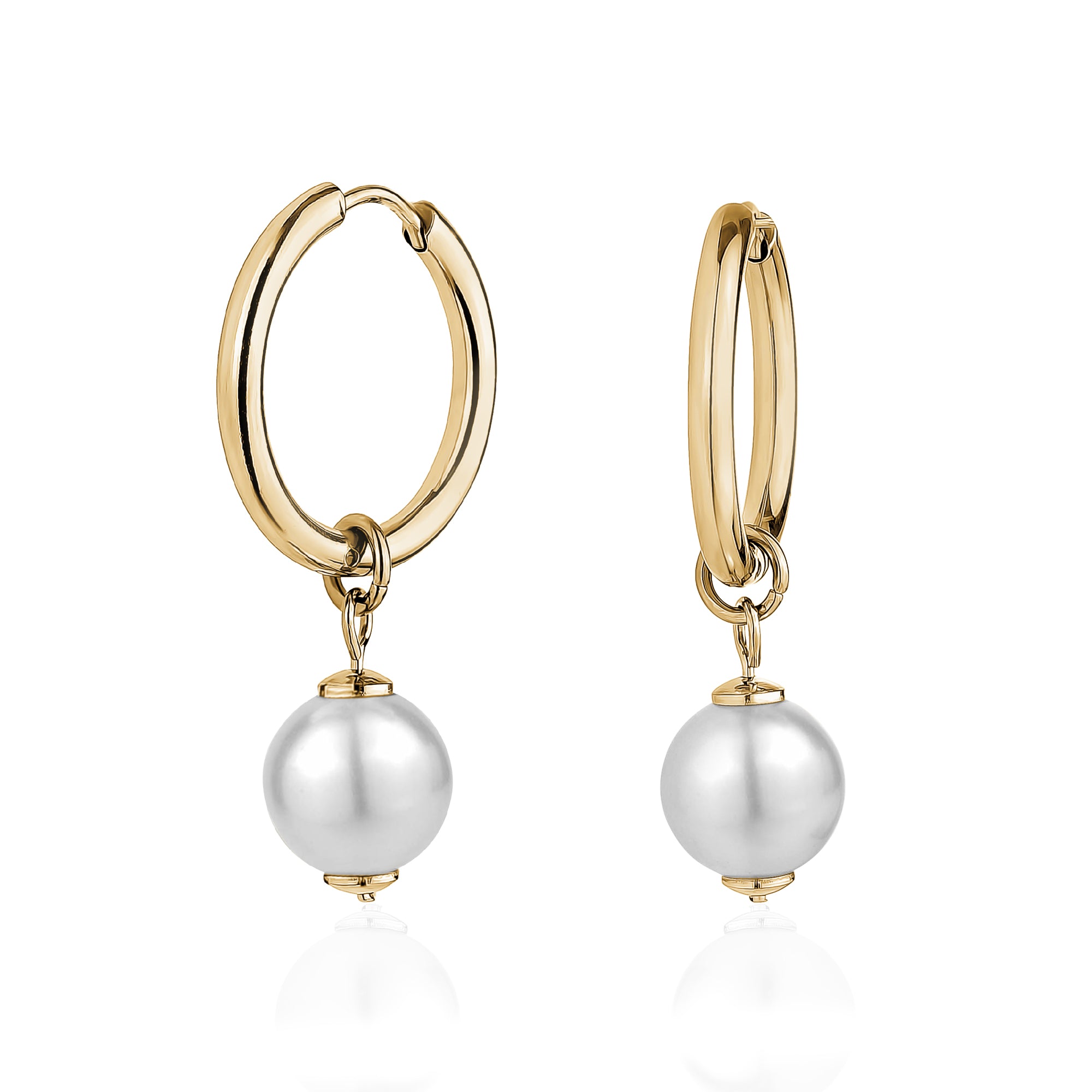 Premium Crystal Pearl Hoop Earrings - Ultimate Elegance