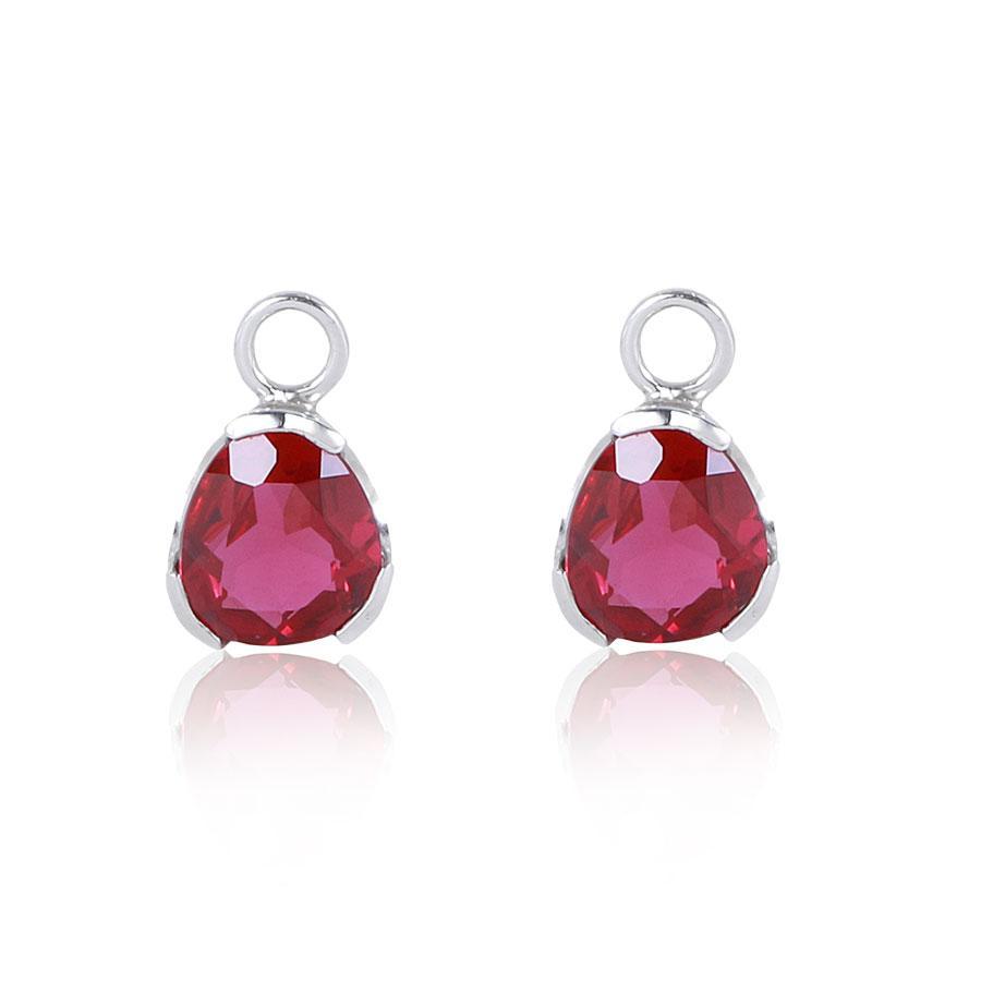 Premium Red Ruby Corundum Gemstone Drop Earrings - Sterling Silver