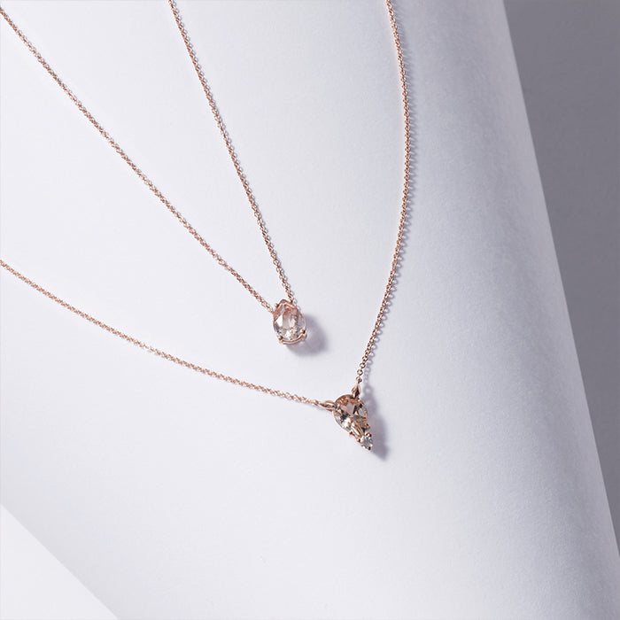 Premium Tribeca Rochdale Morganite Necklace - Rose Gold