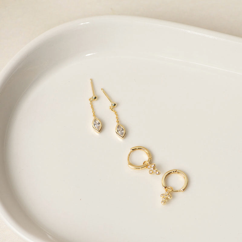 Premium Huggie Cross Earrings in Yellow Gold Plated