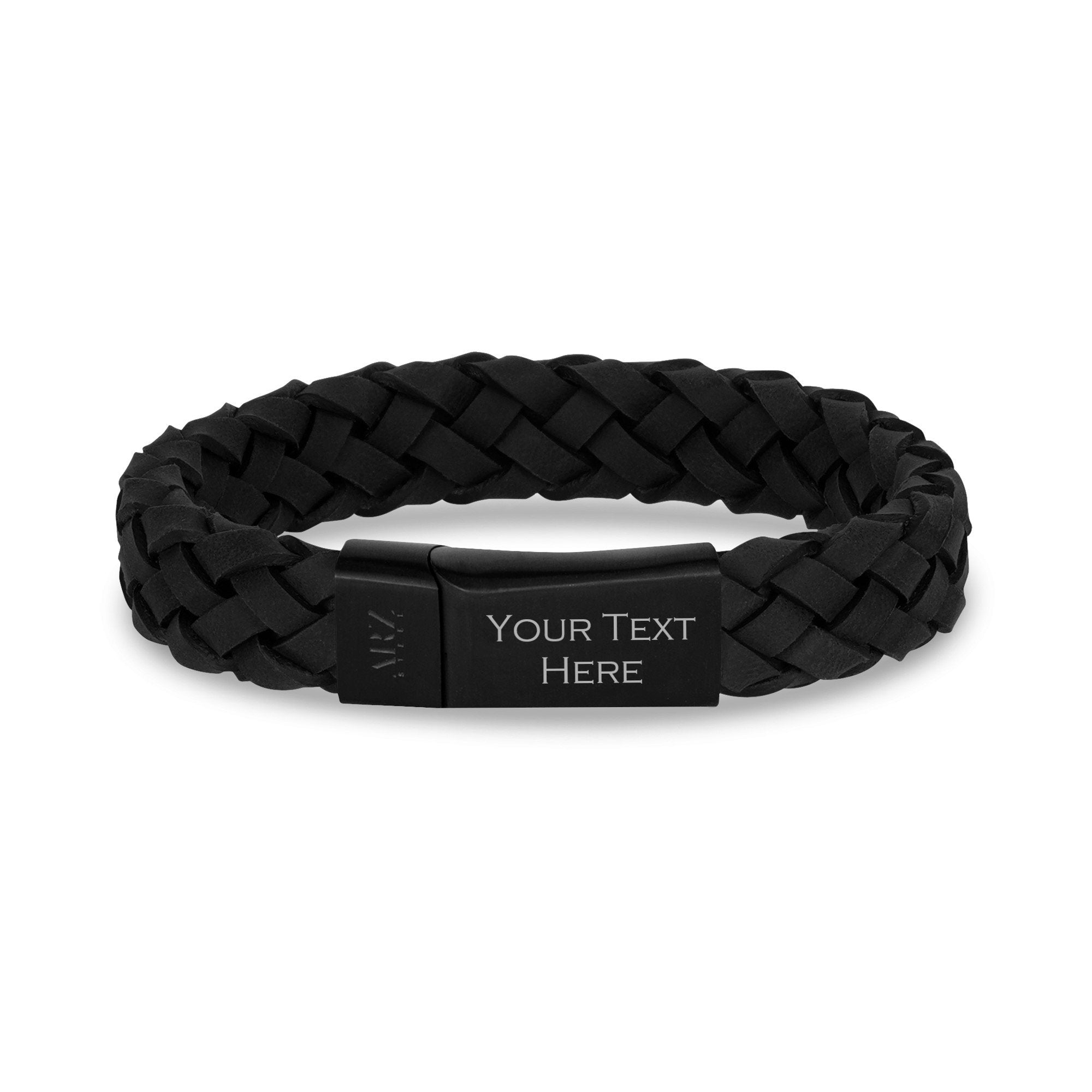 Premium 12mm Matte Black Leather Bracelet for Men