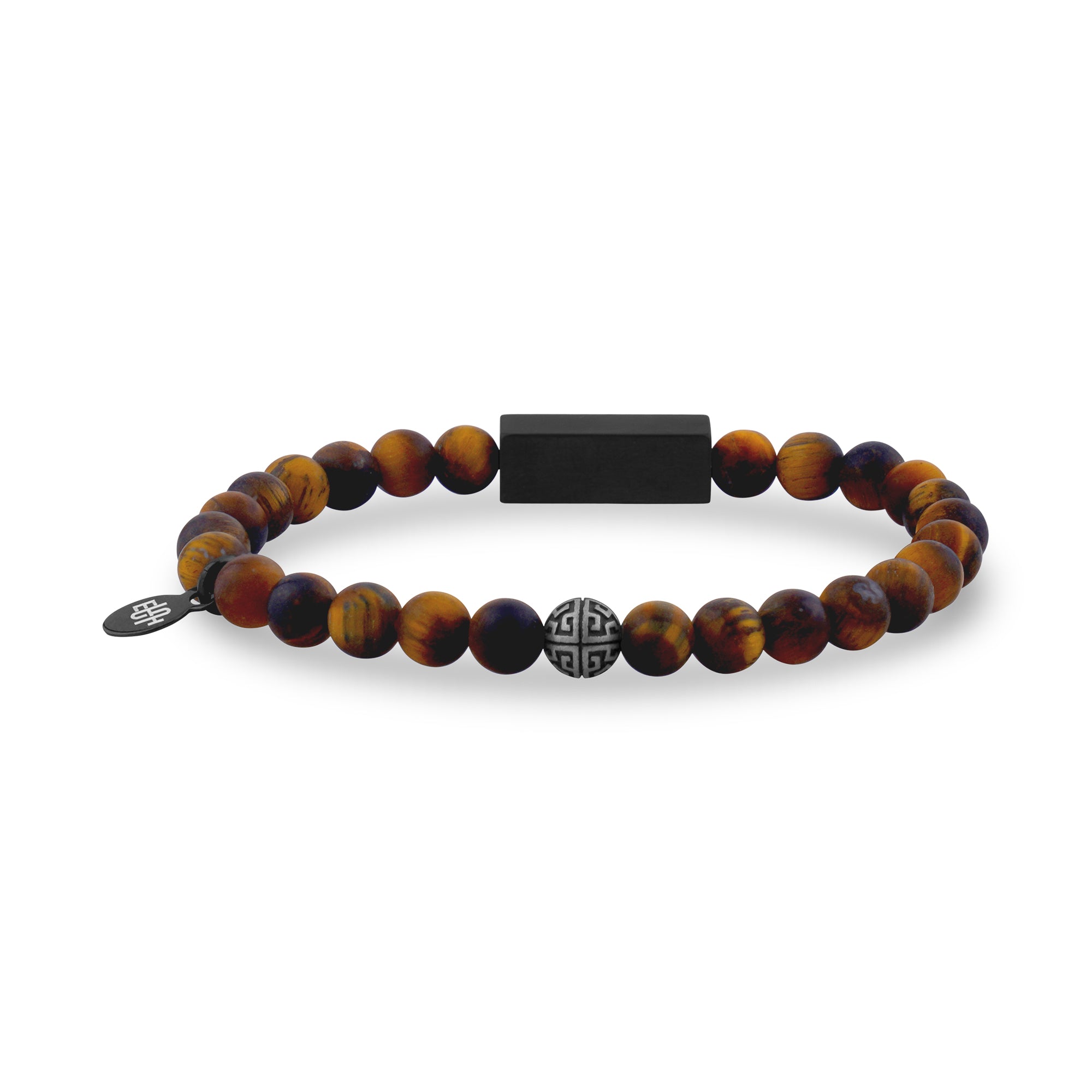 Premium 6mm Matte Tiger Eye Bead Bracelet with Engraved Charm
