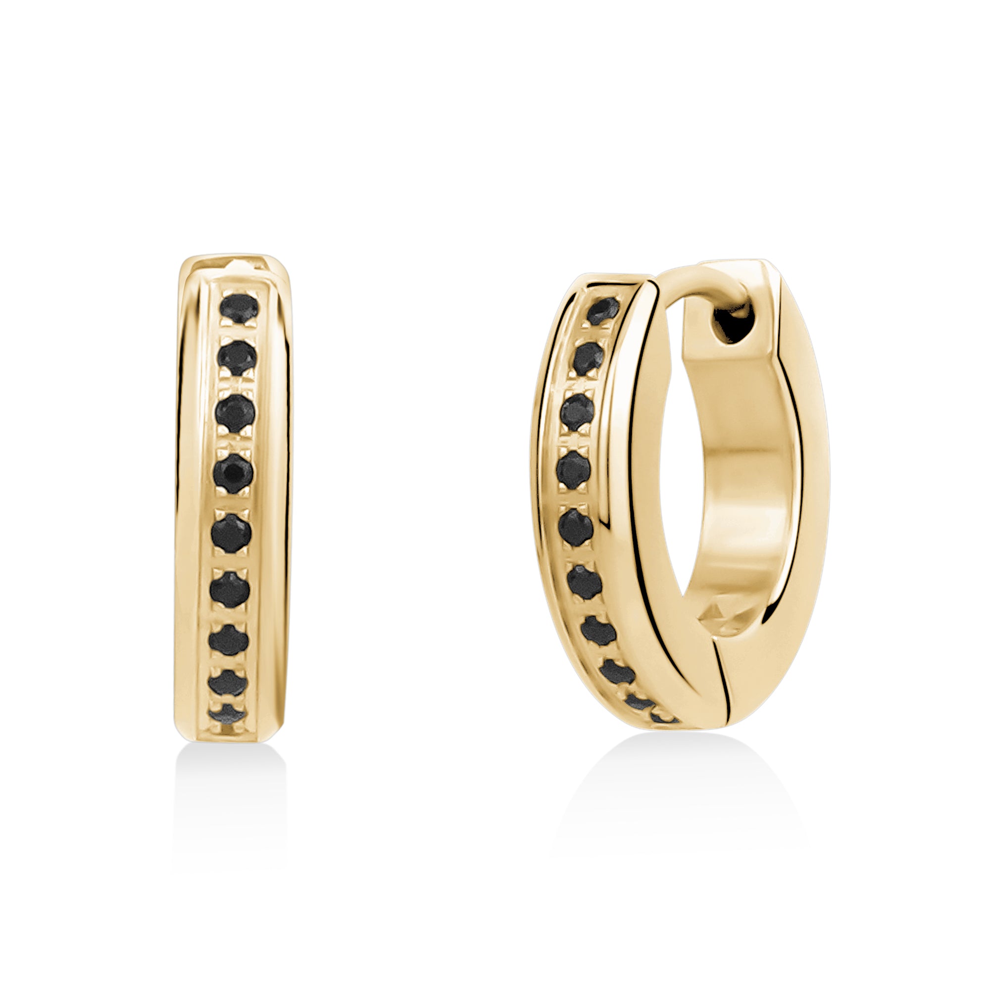 Premium Black Cubic Zirconia Huggie Earrings