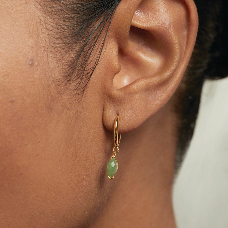 Premium Green Aventurine Nomad Hoops - Gold-Plated Elegance