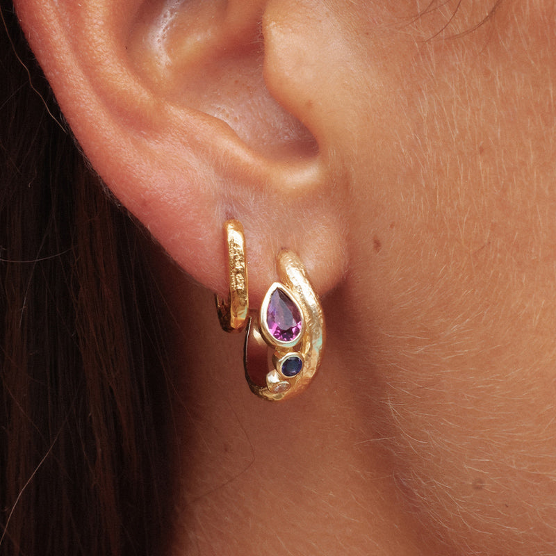 Premium Sorrento Hoops: Ultimate Elegance with Semi-Precious Stones