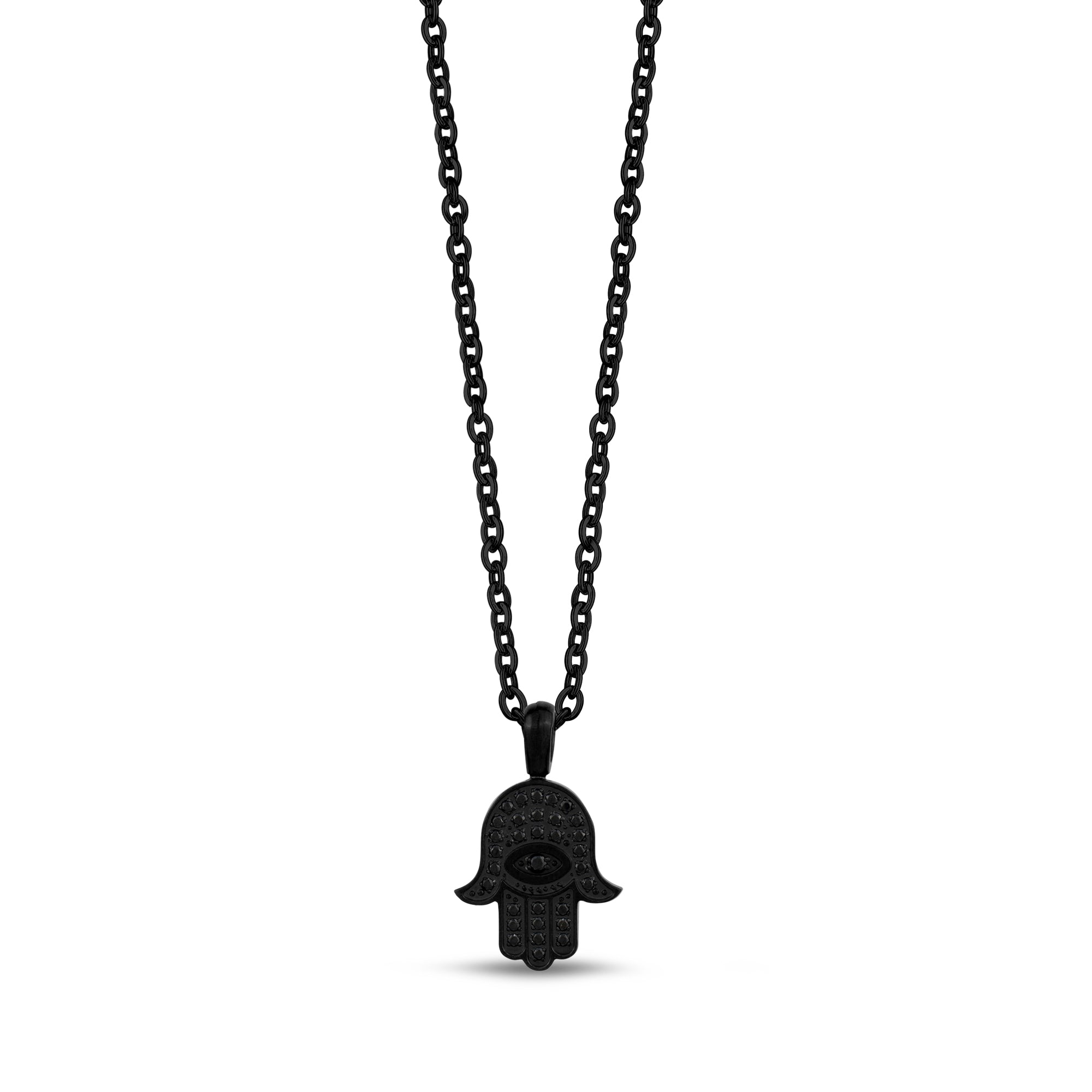 Premium Black Stone Hamsa Pendant - Ultimate Protection & Style